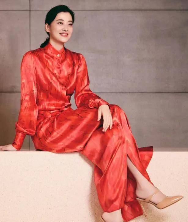 一袭红裙配低马尾美得张扬又高级AG真人网站梅婷分享最新美照(图2)